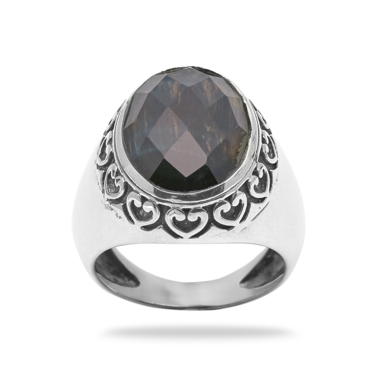 Bague onyx argent Heart chevalière